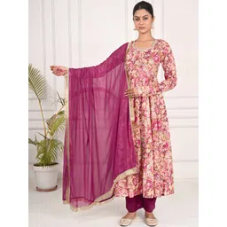 REAM Women Floral Printed Panelled Pure Cotton Kurta with Trousers & With Dupatta-picture-28