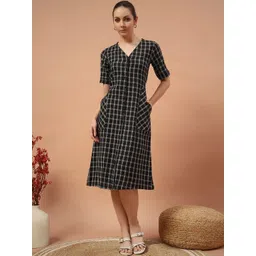 REBERRY Checked A-Line Dress-picture-32