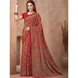 Reboot Fashions Women Floral Printed Saree with Blouse Piece-image-17
