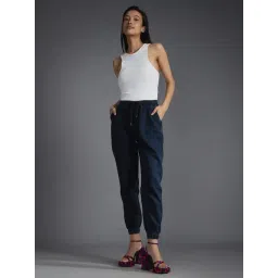 RECAP Dark Blue Regular Fit High Rise denim joggers-picture-29