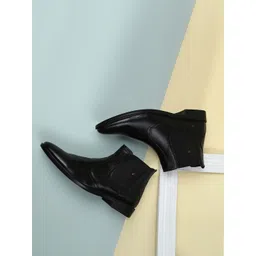 Red Chief Men Black Formal Leather Mid-Top Derbys-image-49