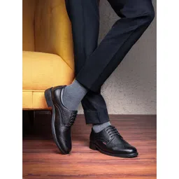 Red Chief Men Black Genuine Leather Formal Derbys image 5