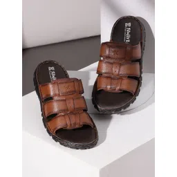 Red Chief Men Tan & Black Leather Comfort Sandals-picture-19