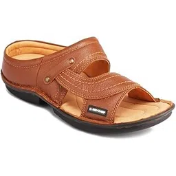 red chief Men's Stylish Leather Sandals | Comfortable Brown Slippers for Daily & Office Wear | Anti-Slip Sole | Soft Cushion Footbed | Premium Casual & Formal Open-Toe Chappals for Men-picture-18
