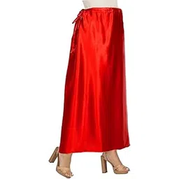 Red Colour Satin Petticoat for Women| Red Colour Satin Saree Shapewear or Underskirt for Girls-picture-19
