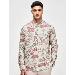 Red Flame Floral Printed Mandarin Collar Straight Short Kurta-picture-20