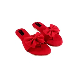 Red Flamingo Women Open Toe Flats with Bows-picture-37