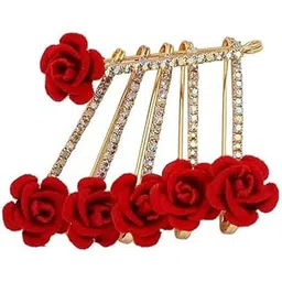 Red Rose Stone Safety Sari Brooch Clip Dresses Pleats Pallu Saree Pins for Women-picture-18