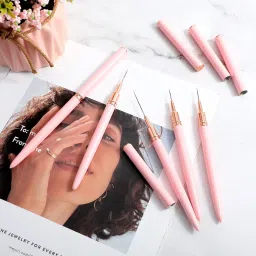 Red Square 5Pcs Nail Liner Brushes for Gel, Fine Line Art Brush, Painting Design Pen for Long Lines, Thin Details, Drawing Sizes 7/9/12/15/20mm (Pink) image 4