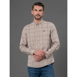 Red Tape Beige Poly Cotton Regular fit Checks Casual Shirt-picture-38