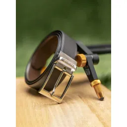 Red Tape Black & Brown Leather Reversible Belt for Men-picture-28