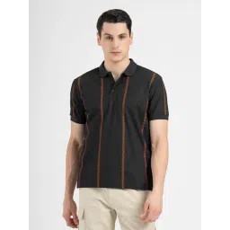 Red Tape Black Regular Fit Striped Polo T-Shirt-picture-45