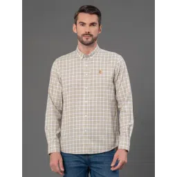 Red Tape Cream Regular Fit Checks Shirt-picture-29