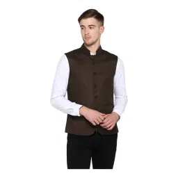 Red Tape Dark Olive Regular Fit Nehru Jacket-image-31