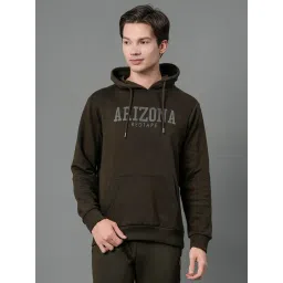 Red Tape Dark Olive Regular Fit Printed Hooded Sweatshirt-image-38