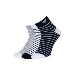 Red Tape Grey & Navy & White Striped Large Ankle Length Socks -Set of 3-picture-10