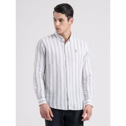 Red Tape Grey Cotton Comfort Fit Striped Shirt-picture-39
