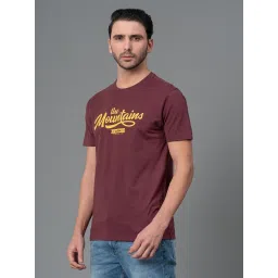 Red Tape Light Maroon Cotton Regular Fit Printed T-Shirt image 3