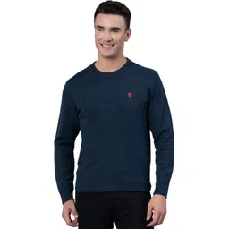 red tape Men Self Design Round Neck Blue Sweater-picture-11