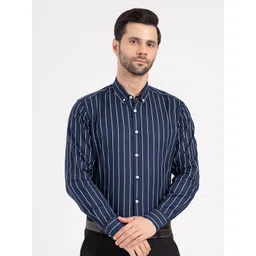 Red Tape Men Slim Fit Vertical Striped Button-Down Collar Pure Cotton Formal Shirt-picture-28