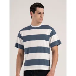 Red Tape Men Striped Round Neck Cotton Oversized T-shirt-picture-47