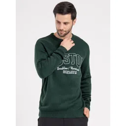 Red Tape Men Typography Printed Pullover Sweater image 1