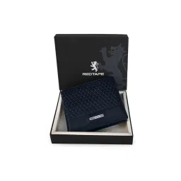 Red Tape Navy Blue Textured Bi-Fold Leather Rfid Secured Wallet-picture-14