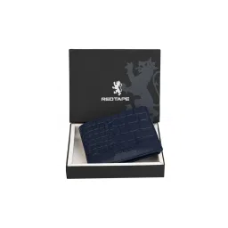 Red Tape Navy Blue Textured Bi-Fold Leather Rfid Secured Wallet-picture-15