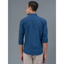 Red Tape Navy Cotton Regular Fit Self Pattern Shirt image 2