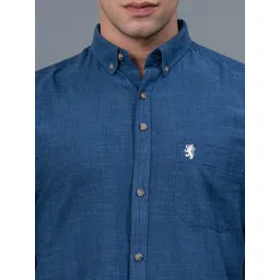 Red Tape Navy Cotton Regular Fit Self Pattern Shirt image 5