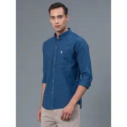 Red Tape Navy Cotton Regular Fit Self Pattern Shirt image 3