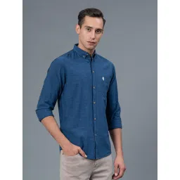 Red Tape Navy Cotton Regular Fit Self Pattern Shirt image 4