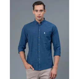 Red Tape Navy Cotton Regular Fit Self Pattern Shirt image 1