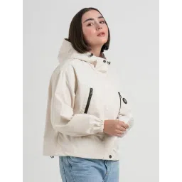 Red Tape Off White Polyester Hooded Jacket image 3