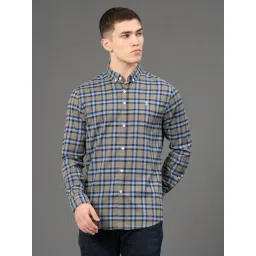 Red Tape Olive Regular Fit Checks Shirt-picture-19