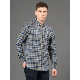 Red Tape Olive Regular Fit Checks Shirt image 4