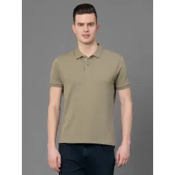 Red Tape Olive Regular Fit Self Design Polo T-Shirt-image-11
