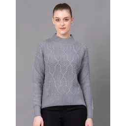 Red Tape Self Design Turtle Neck Cable Knit Acrylic Pullover-picture-11