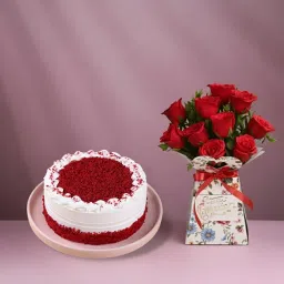 Red Velvet Cake N Red Roses Combo-picture-38