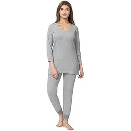 redfort Winter Wear Inner Wear Nightwear Soft & Warm Cotton Blend Round Neck Sleeveless Solid Women's Thermal Set (W THML FS 3x1 3/4)-picture-33