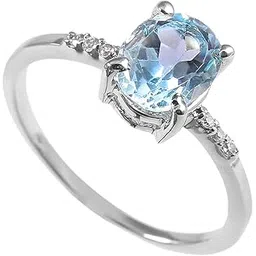 redgem Sterling Silver Ring for Women Natural Sky Blue Topaz Blue 6X8 MM Oval-picture-19