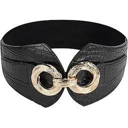 redhorns Elastic Fabric Waist Belt for Women Dresses Double Circle Design Stretchy Wide Ladies Belt for Saree Girls Jeans - Free Size (LD73)-picture-36