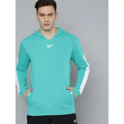 Reebok Classic Unisex Sea Green & White WCE Brand Logo Printed Hooded Sweatshirt-picture-15