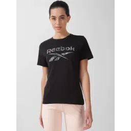Reebok Black Cotton Logo Print Sports T-Shirt-picture-11