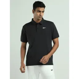 Reebok Black Regular Fit Solid Polo T-Shirt-picture-28