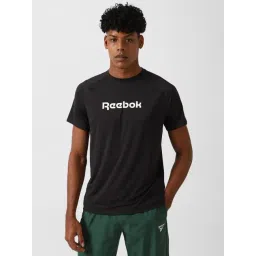 Reebok Black Slim Fit Printed Sports T-Shirt-picture-45