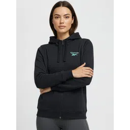 Reebok Brand Logo Detail Hooded Front-Open Fleece Sweatshirt-picture-21