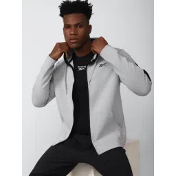 Reebok Grey Cotton Regular Fit Hooded Sweatshirt-picture-21