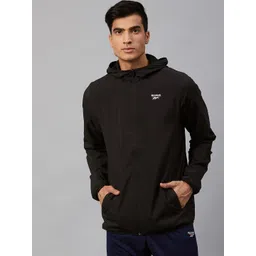 Reebok Men Black Training Essentials Lightweight Hooded Sporty Jacket-picture-11