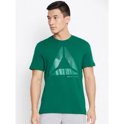 Reebok Men Green Printed Graphic Series One Series Shift Blur Training T-shirt-picture-43